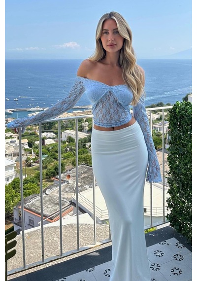 Seeh Beyaz Basic Kadın Maxi Etek Sh152