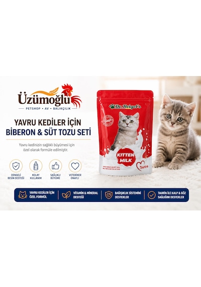 1 Adet Yavru Kedi Süt Tozu Ve Biberon Seti 200 Gr Yeni Doğan Ve Annesiz Yavru Kediler İçin Besleyici Süt Tozu