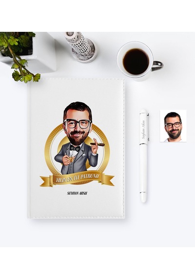 Kişiye Özel Yılın En İyi Patronu Karikatürlü 2021 Ajanda Kalem Se N11.546 Beyaz