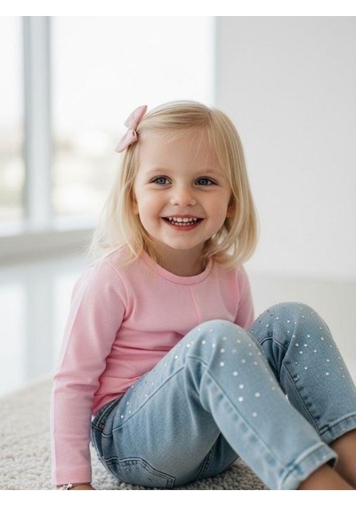 Zekids Kız Bebek Pamuklu İnce Uzun Kollu Bluz-16720 Pembe