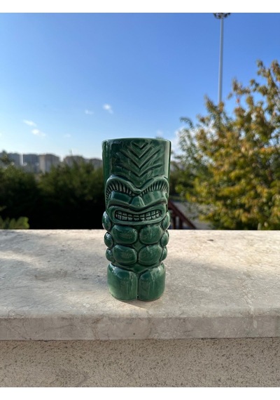 Özel Tasarım Kaslı 600 Ml Tiki Kokteyl Ve İçecek Bardağı Ve Meşrubat Bardağı Yeşil