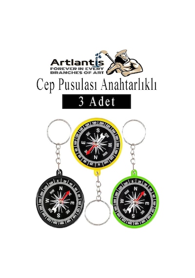 Pusula Anahtarlık Renkli 3 Adet Küçük Pusula Okul Deney Gezi Cep Pusulası Manyetik Pusula Plastik Öğrenci Çok Renkli