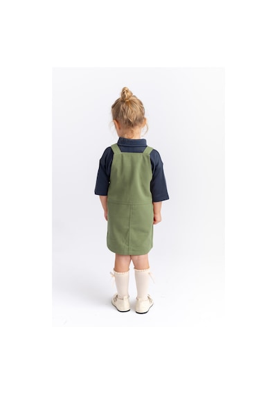 Oliventhekid Gabardin Jile Kız Çocuk Elbise Yeşil Yeşil