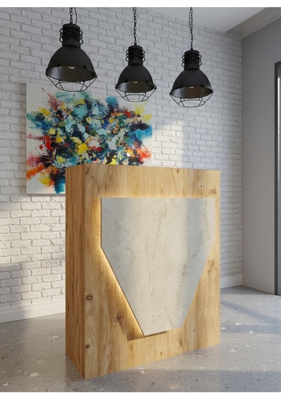Resital Ledli Karşılama Bankosu G-90 Cm Ofis Kasa Resepsiyon Masası Banko-001-6-8