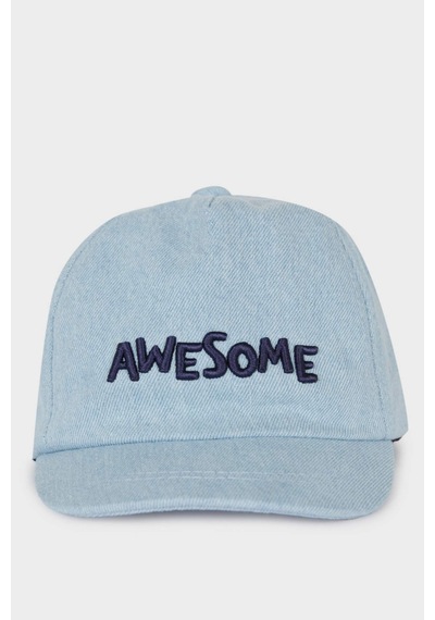 DeFacto Erkek Bebek Nakışlı Jean Cap Şapka D8379A525SMBE2 Mavi