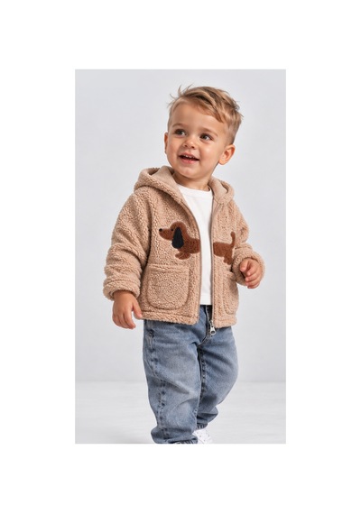 Overdo Kids Bebek Welsoft Peluş Ceket Bej