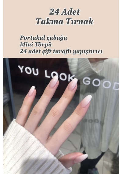 Ombre Takma Tırnak 24 Adet Orta Balerin Takma Tırnak Seti R079 Ombre
