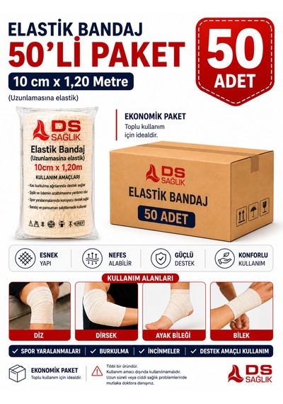 Elastik Bandaj 10cmx 1,20 Metre 50'li Ds Sağlık