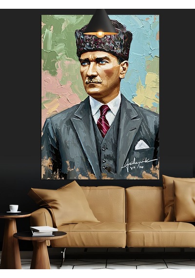 Klasik Mustafa Kemal Atatürk Portresi Dekoratif Kanvas - Mdf Ahşap Tablo