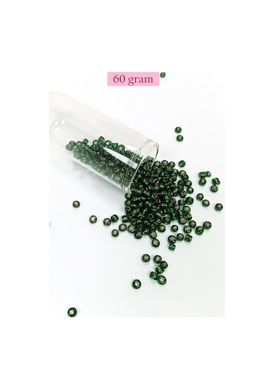 Dökme Cam Kum Boncuk Büyük Boy 6/0 4 Mm - 60 Gram - Şeffaf Koyu Yeşil - Bnc136