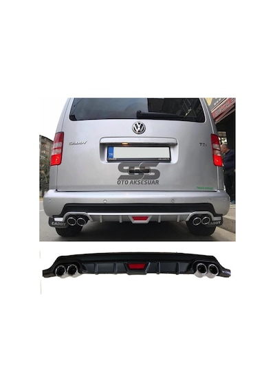 Volkswagen Caddy Difüzör Arka Tampon Eki 4 Egzoz Çıkışlı Siyah