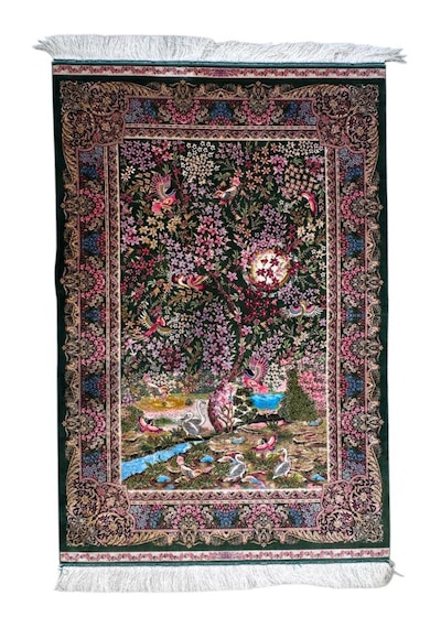 İran İpek Makine Halısı 100 X 150 Cm Çok Renkli
