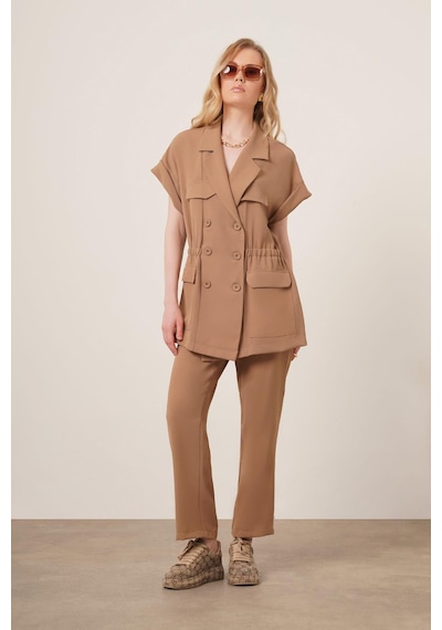 Ftz Women Kadın Crep Pantolonlu Takım Vizon 31173 Vizon