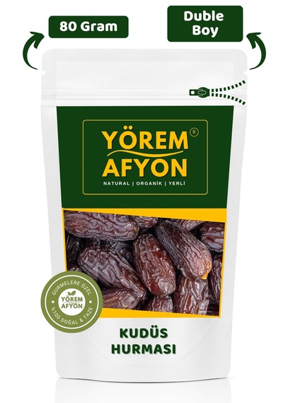 Yörem Afyon Duble Boy Yumuşak Yeni Mahsul Karbonhidrat Deposu Kudüs Hurması 80gr. 80 G