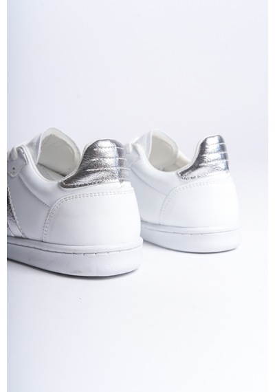 Daxtors Garantili D30004 Günlük Ortopedik Kadın Sneaker Spor Ayakkabı Beyaz-gümüş