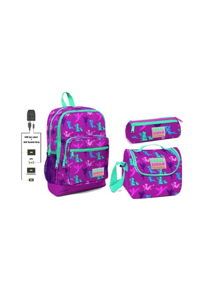 Coral High Usb ve Aux Çıkışlı Okul Çanta Seti - Kız Çocuk - Peri