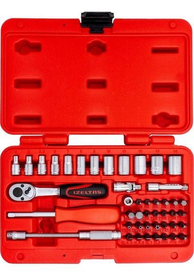 İzeltaş 1/4" Altı Köşe Mini Lokma Anahtar Ve Bits Set 45'li