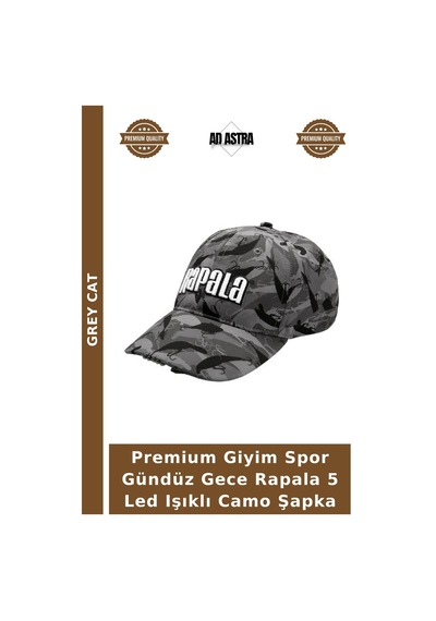 Grey Cat Premium Giyim Spor Gündüz Gece Rapala 5 Led Işıklı Camo Şapka Çok Renkli
