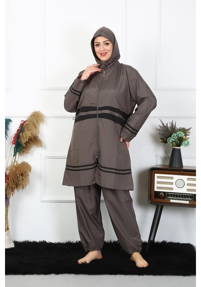 Akbeniz Büyük Beden Tesettür Mayo 7xl-8xl-9xl-10xl Füme 55010-füme Füme
