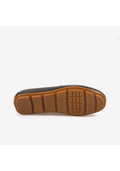 Kemal Tanca Erkek Hakiki Deri Bağcıksız Kauçuk Tabanlı Loafer A9408 Kahverengi
