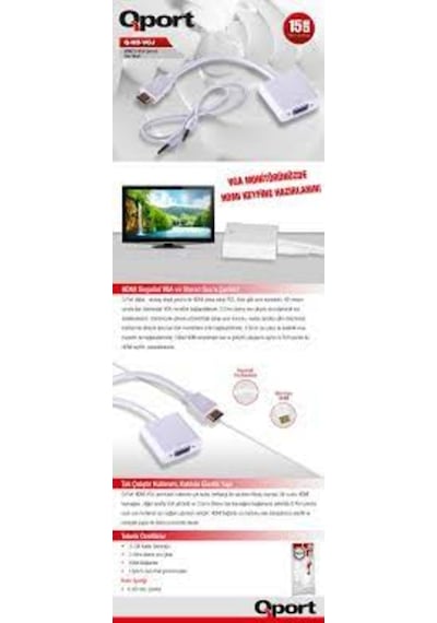 Qport Q-Hd-Vgj Hdmı To Vga Hdmı Dan Vga Çevirici Ses Girişli Ad.