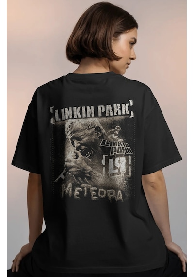 Linkin Park Rock Metal Müzik Grubu Baskılı Unisex Oversize Premiu Siyah