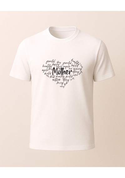 Mother Kalp Baskılı T-shirt Beyaz