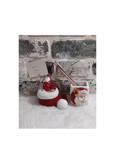 El Yapımı Noel Baba Kağıt Tutacağı Ve Kalemlik Seti,özel Tasarım 2'li Set.