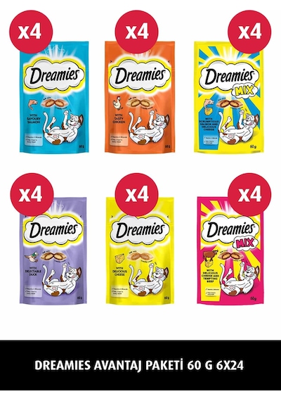 Dreamies Karışık Ödül Maması Paketi 6 x 24'lü 60 G