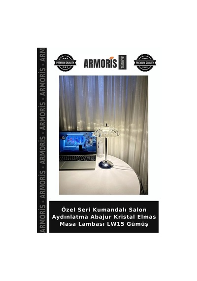 Özel Seri Kumandalı Salon Aydınlatma Abajur Kristal Elmas Masa Lambası Lw15 Gümüş