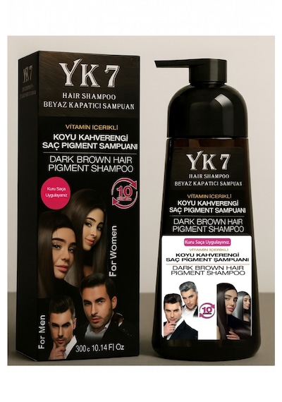 Yk7 Kozmetik Beyaz Kapatıcı Koyu Kahve/dark Brown Şampuan 300 Ml.