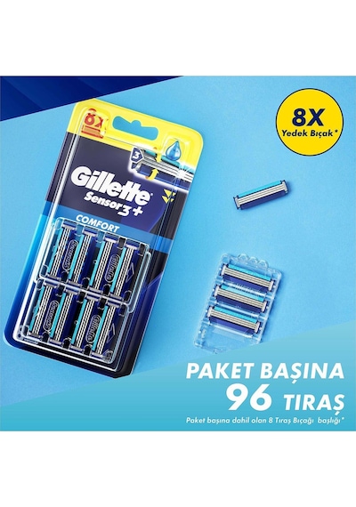 Gillette Sensor3+ Comfort 8'li Yedek Bıçak Başlığı