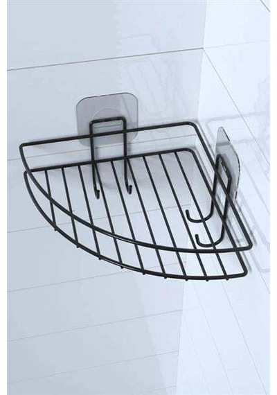 Yapışkanlı Banyo Köşeliği Kancalı Köşe Rafı Duş Şampuanlık Duvar Düzenleyici Organizer Raf - Ap91yt5128yu Siyah