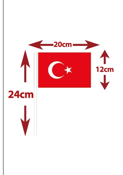 20li Çubuklu Kağıt Türk Bayrağı Çıtalı Sopalı 23 Nisan