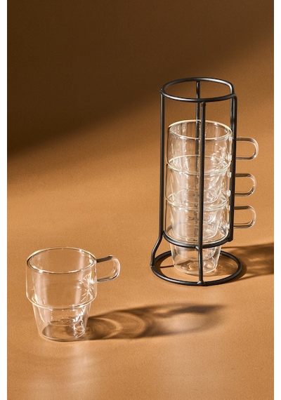 Karaca Kendal 4 Kişilik Standlı Kahve Fincanı 90 Ml Siyah