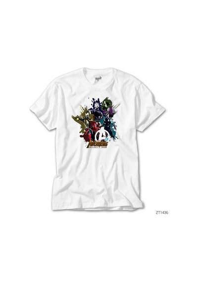 Avengers Infinity Paint Splatter Beyaz Tişört Beyaz