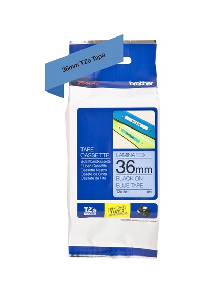 Tze-561 36Mm Mavi Üzerine Siyah Laminasyonlu Etiket