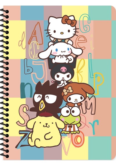 Hello Kitty And Friends 16,5 22,5 Çizgili Spiralli Karton Kapak Defter - Çok Renkli Çok Renkli