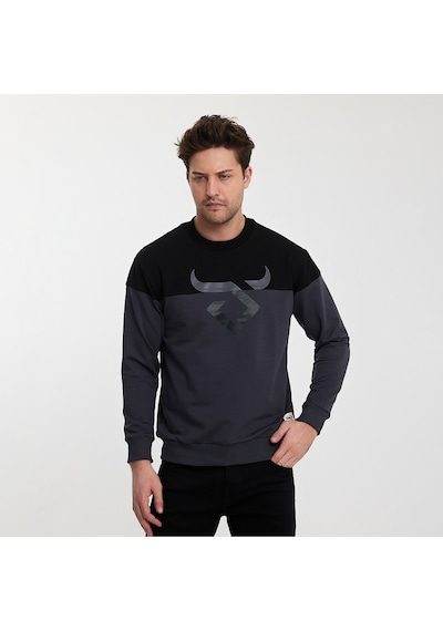 Twobull HELSİNKİ Erkek  Siyah / Füme Sweatshirt