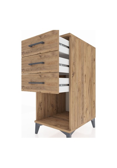 Kronos Komodin 3 Çekmeceli 44x59x96 Çam-çam Atlas Çam