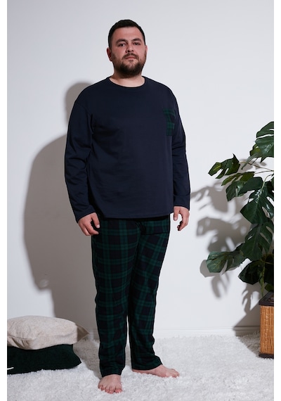 Buratti Pamuklu Regular Fit Büyük Beden Erkek Pijama Takımı 6572001B Lacivert