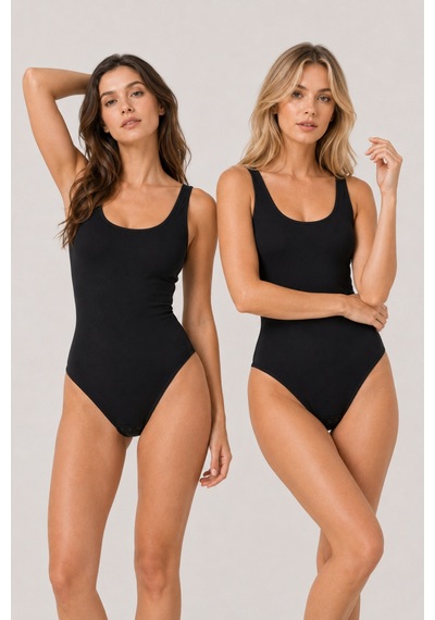 Loule Kadın 3'lü Siyah %95 Pamuklu Geniş Askılı Alttan Kancalı Body