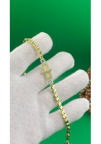 Xuping Tek Taşlı 14 Ayar Zirkon Model Altın Rengi Bileklik Gold