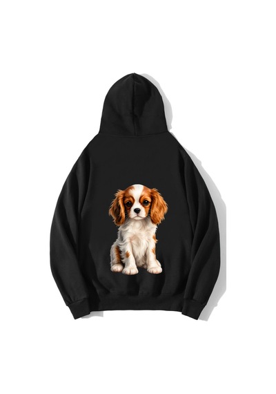 Brz Collection Unisex Oversize Cavalier King Charles Spaniel Hoodie Siyah