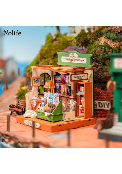 Rolife Ds040 Kitabevi The Muse Bookshop Dıy Minyatür Maket Model Seti Mini Dollhouse 3d Model Kit Detaylı Dekoratif Hobi Seti 3d Puzzle Tiny House