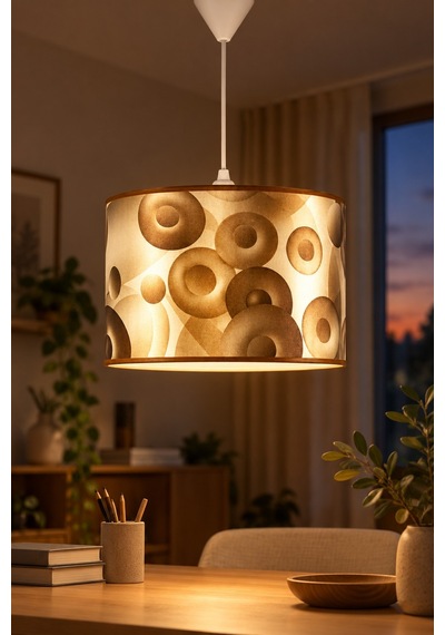 Modern Silindir Kumaş Sarkıt Avize 30 cm Kahverengi Retro