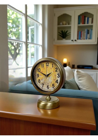 Antique Touch 25x20 Eskitme Metal Masa Saati Çok Renkli