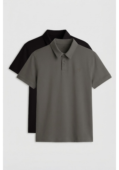 Tommylife Standart Fit Basic Polo Yaka 2li Paket Siyah-çağla Erkek T-shirt - 87768 Siyah Yeşil