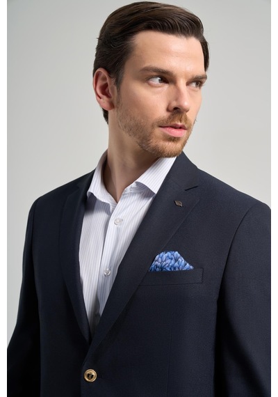 İmza Düz Bez Ayağı Mono Yaka Tam Astar Esnek 6 Drop Slim Fit Ceket 1002245903 Koyu Lacivert