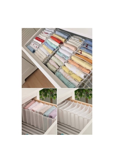 Serstil Medium 11 Gözlü Dolap Içi Akardiyon Organizer 16 X 40 X 12cm Çekmece İçi - Beyaz Beyaz-1m